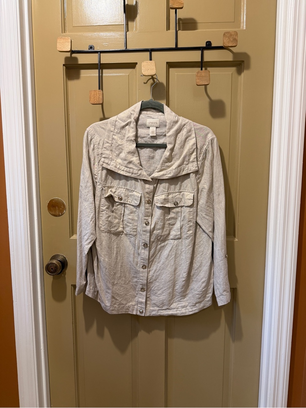 Chicos metallic 100% linen jacket